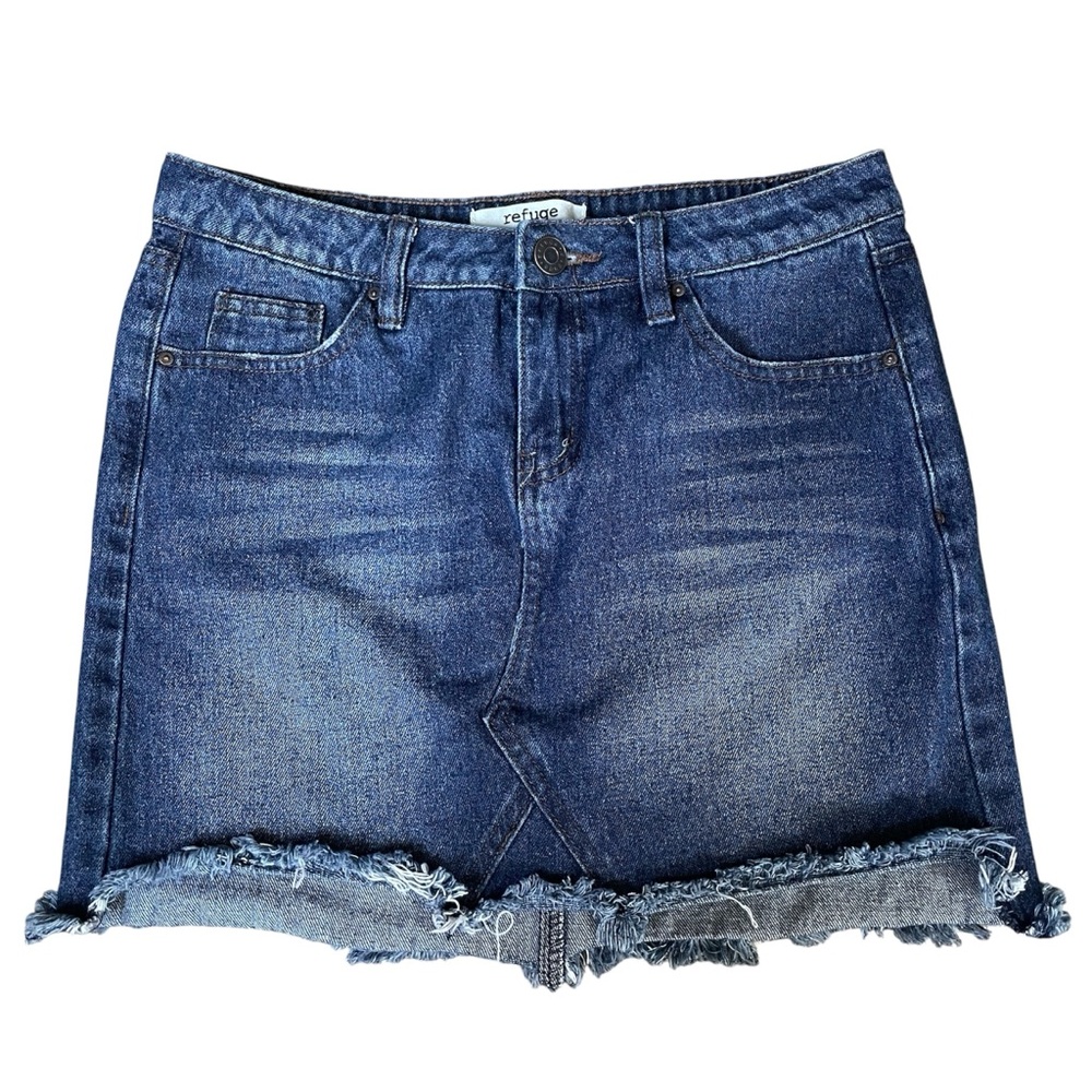 Refuge denim mini skirt frayed hem size XS